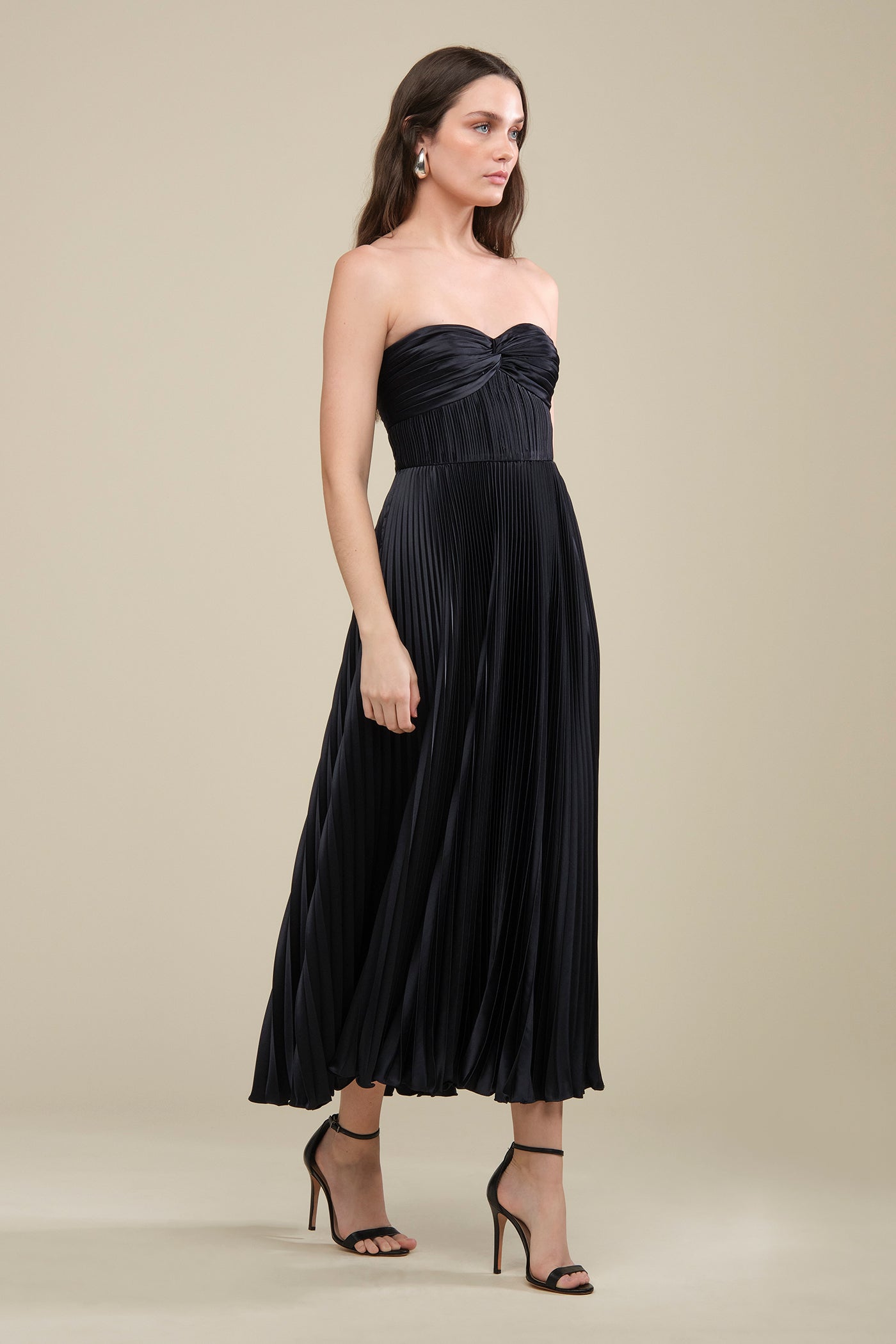 amur pleated dress Saylor Gown in Rain Cloud making every twirl a statement of both style and sustainability AMUR Belle Dress in Navy