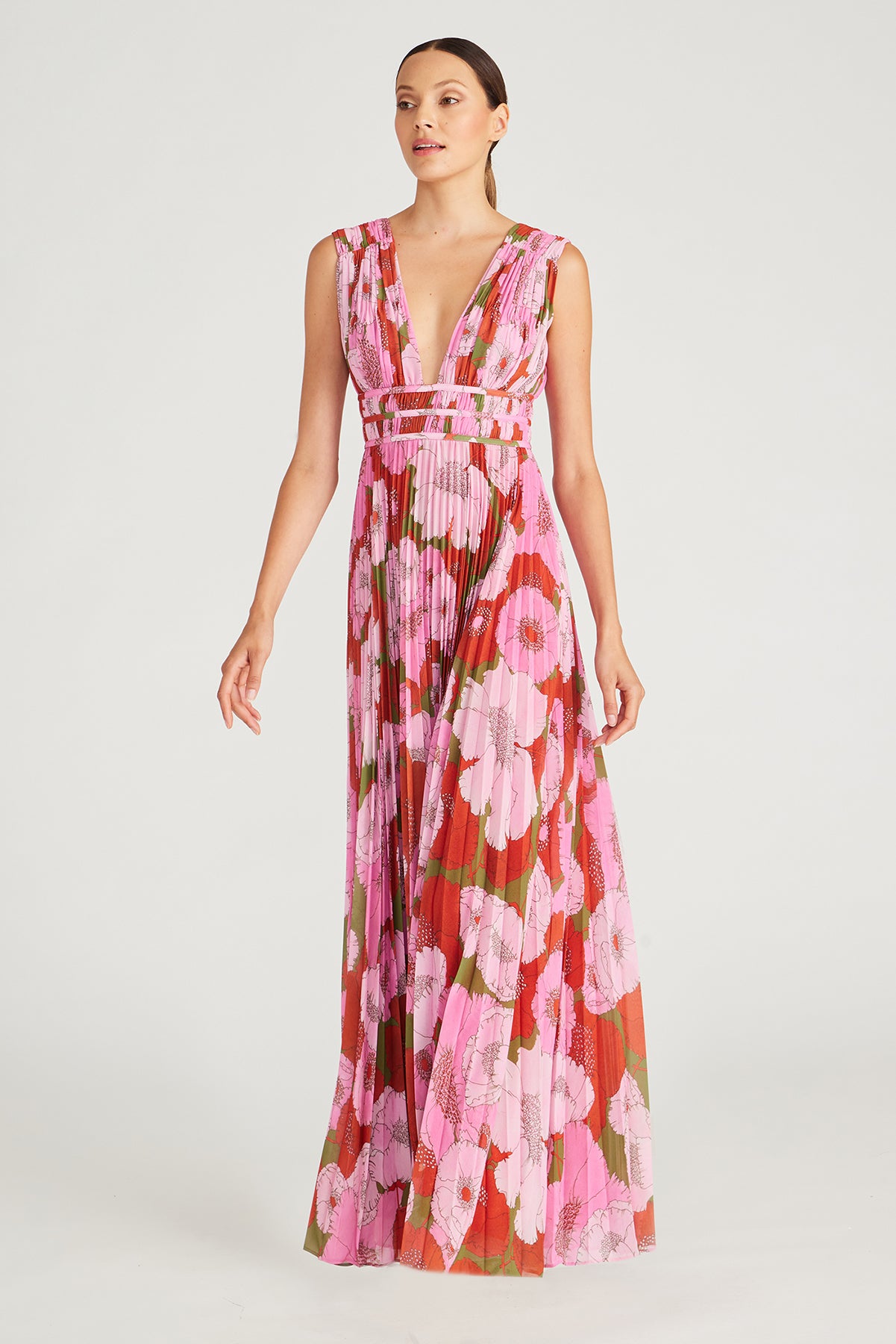 deep v pleated dress Deep V Pleated Dress Poeta