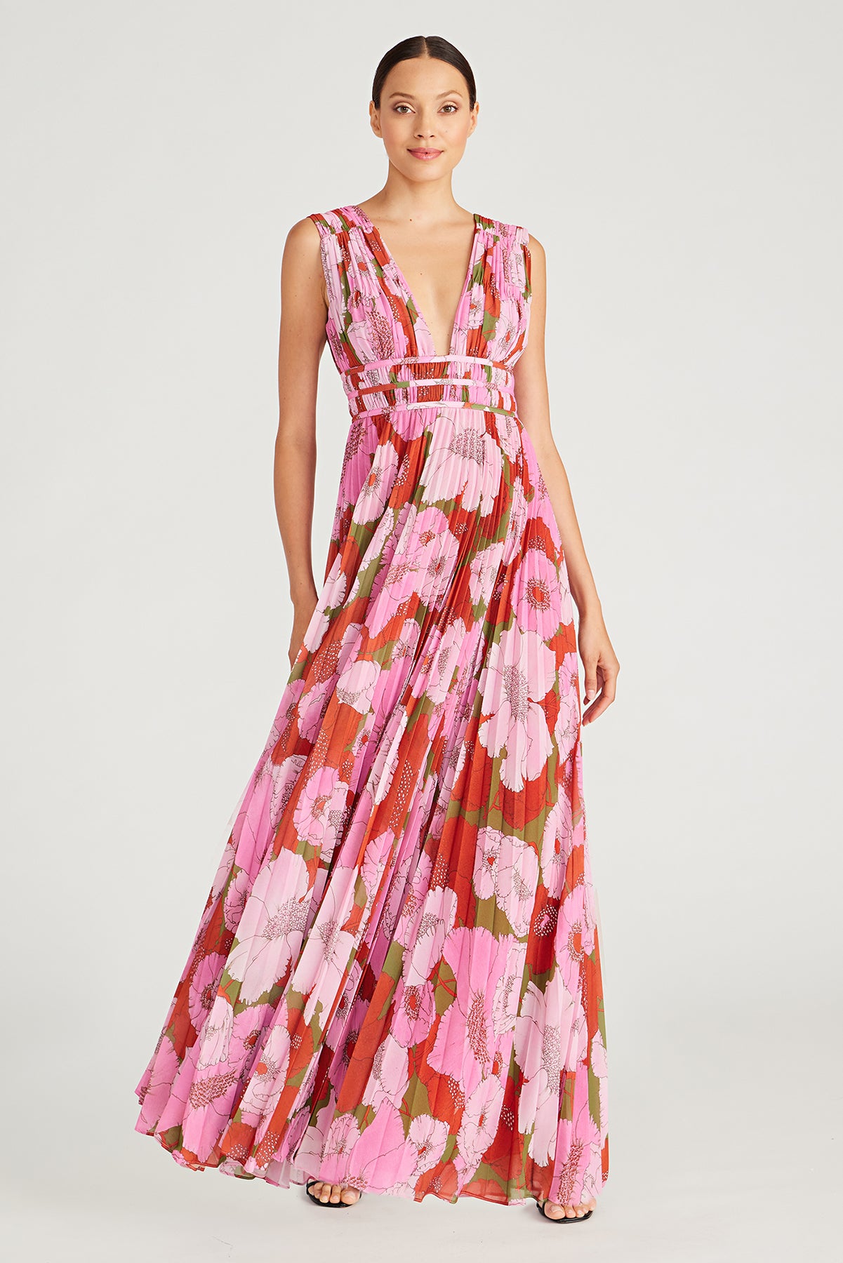 Dua Deep V Pleated Gown