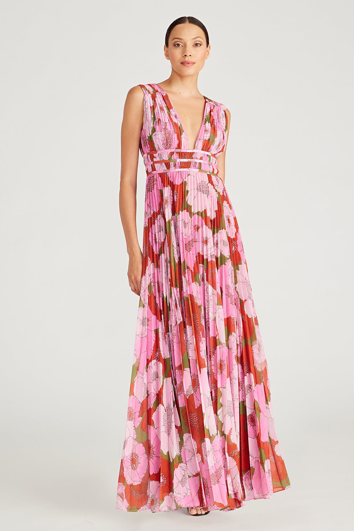 Dua Deep V Pleated Gown