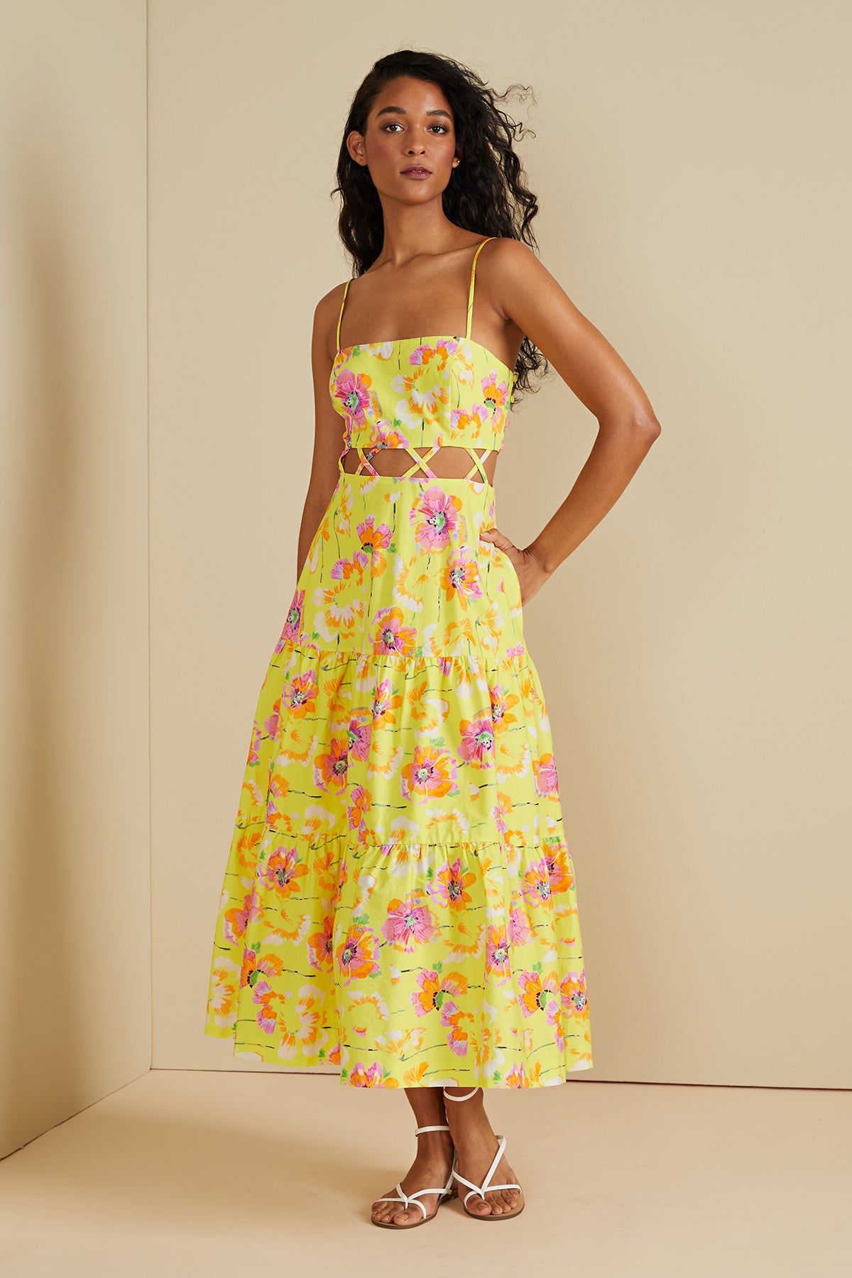 amur esme laser-cut floral tiered midi dress AMUR | Dresses | Amur Esme Lasercut Floral Tieredmidi Dress