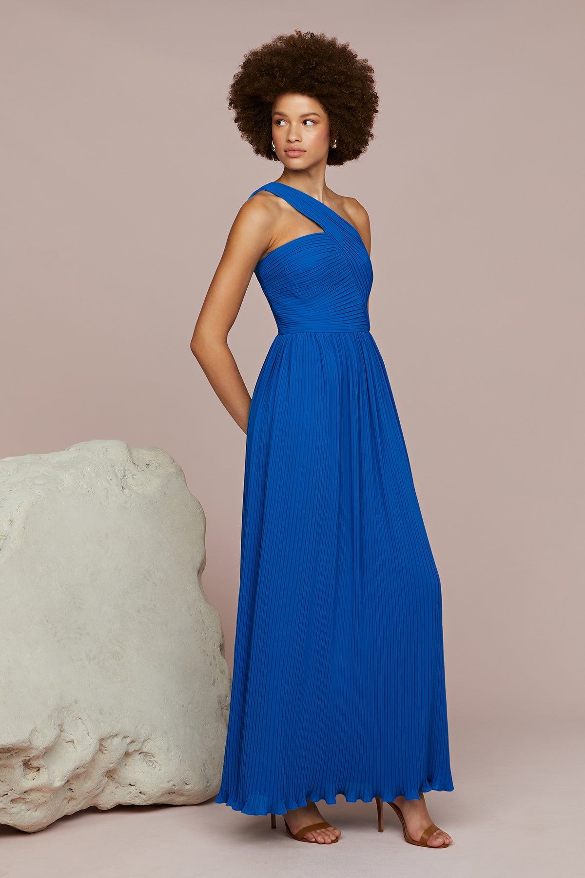 Skye Deep V Pleated Gown