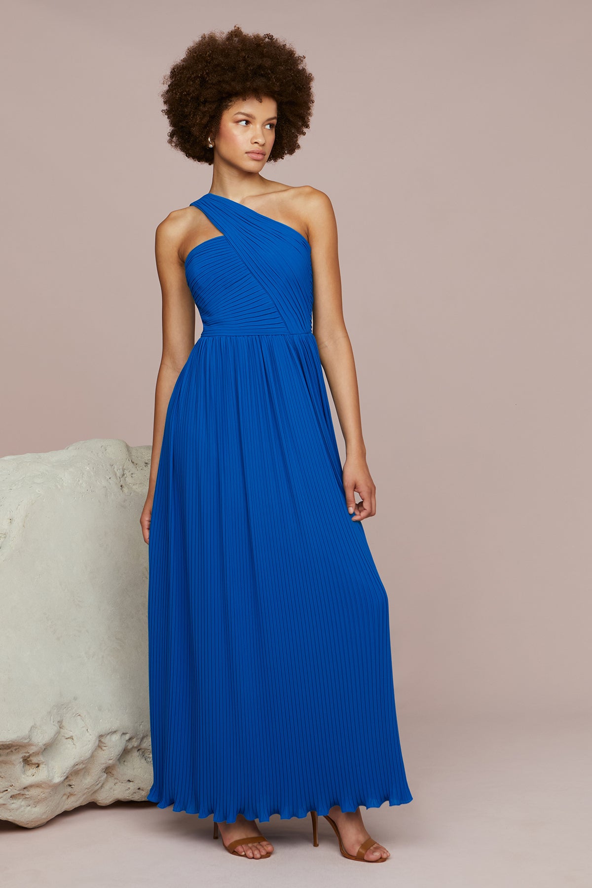 Skye Deep V Pleated Gown