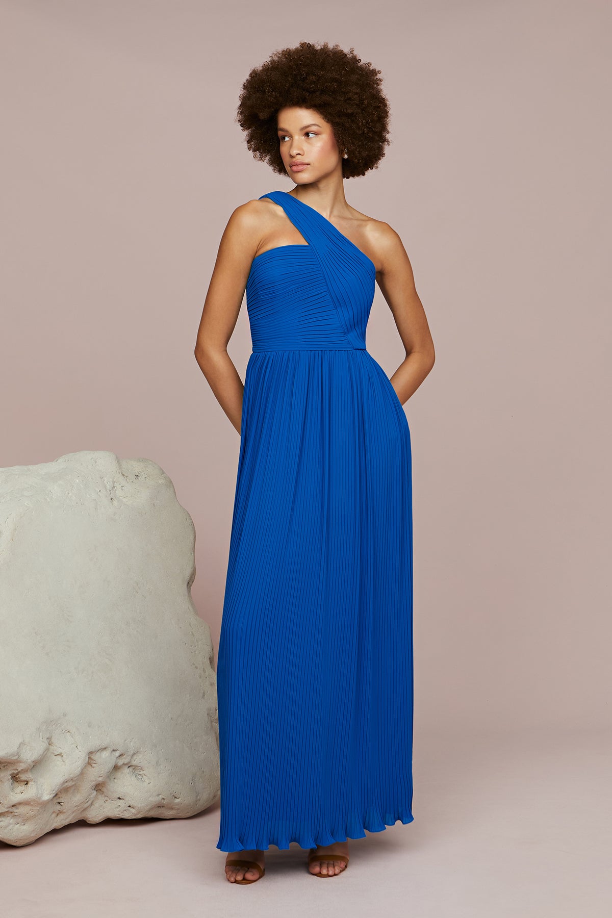 Skye Deep V Pleated Gown