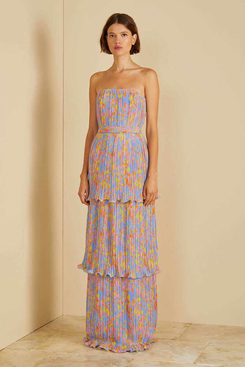 amur kiko floral tiered silk dress Laine Tiered Gown