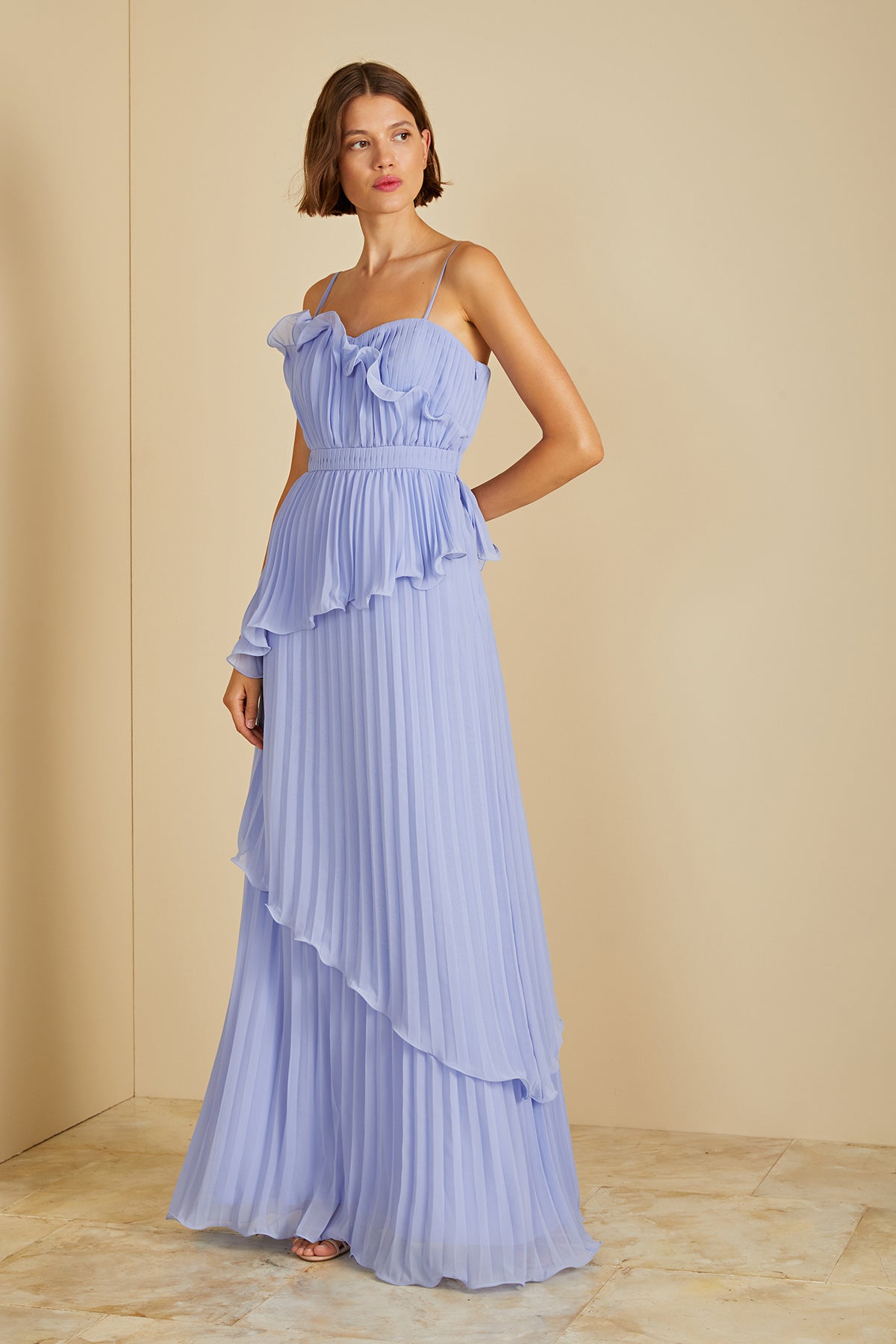 amur blue pleated dress Liza Pleated Midi Dress