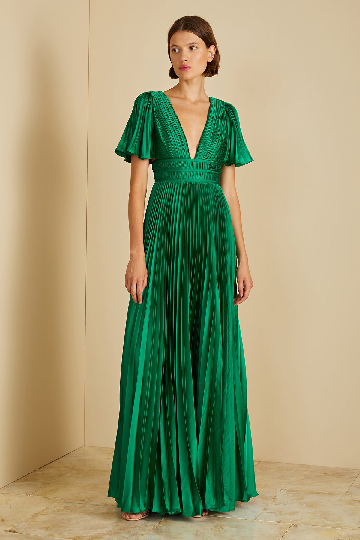 Jupiter Pleated Sleeve Gown Jupiter Pleated Sleeve Gown