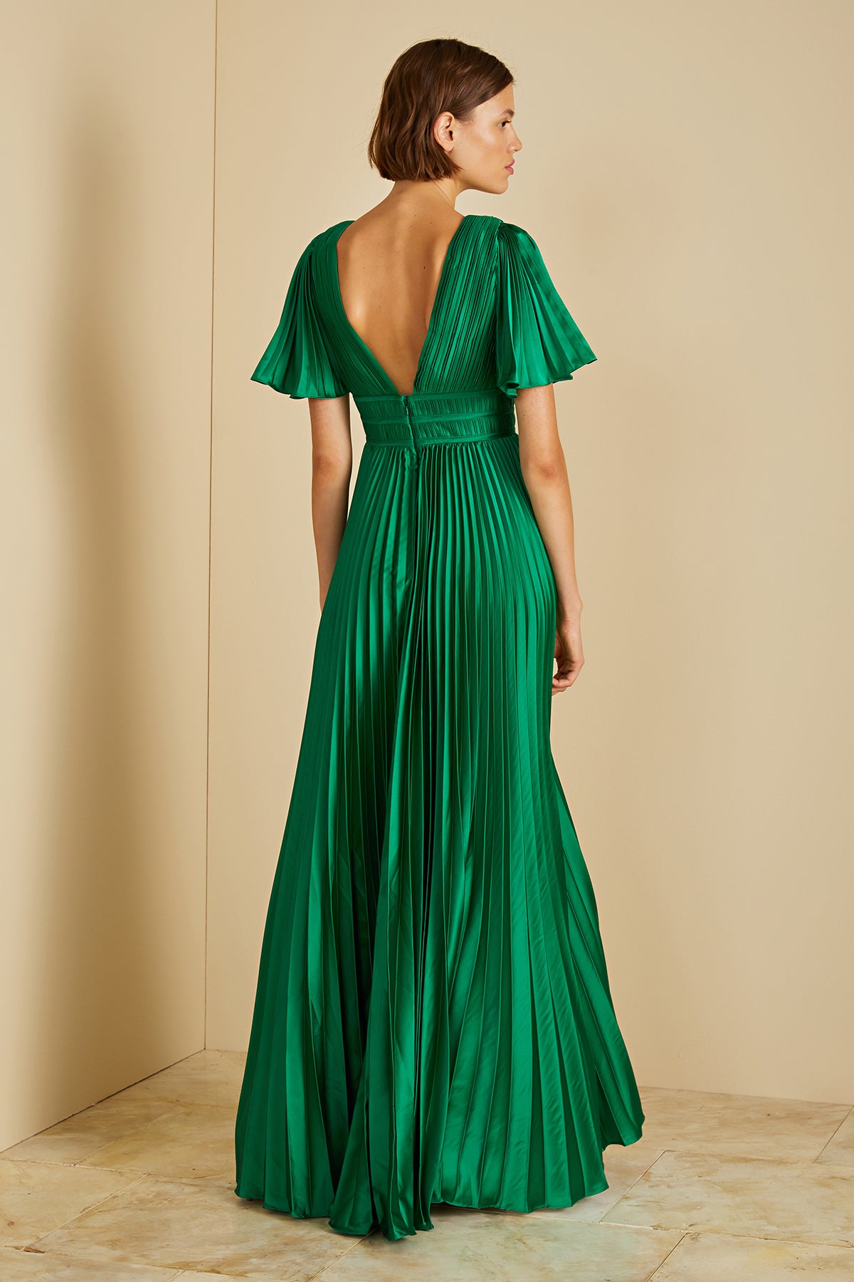 Jupiter Pleated Sleeve Gown