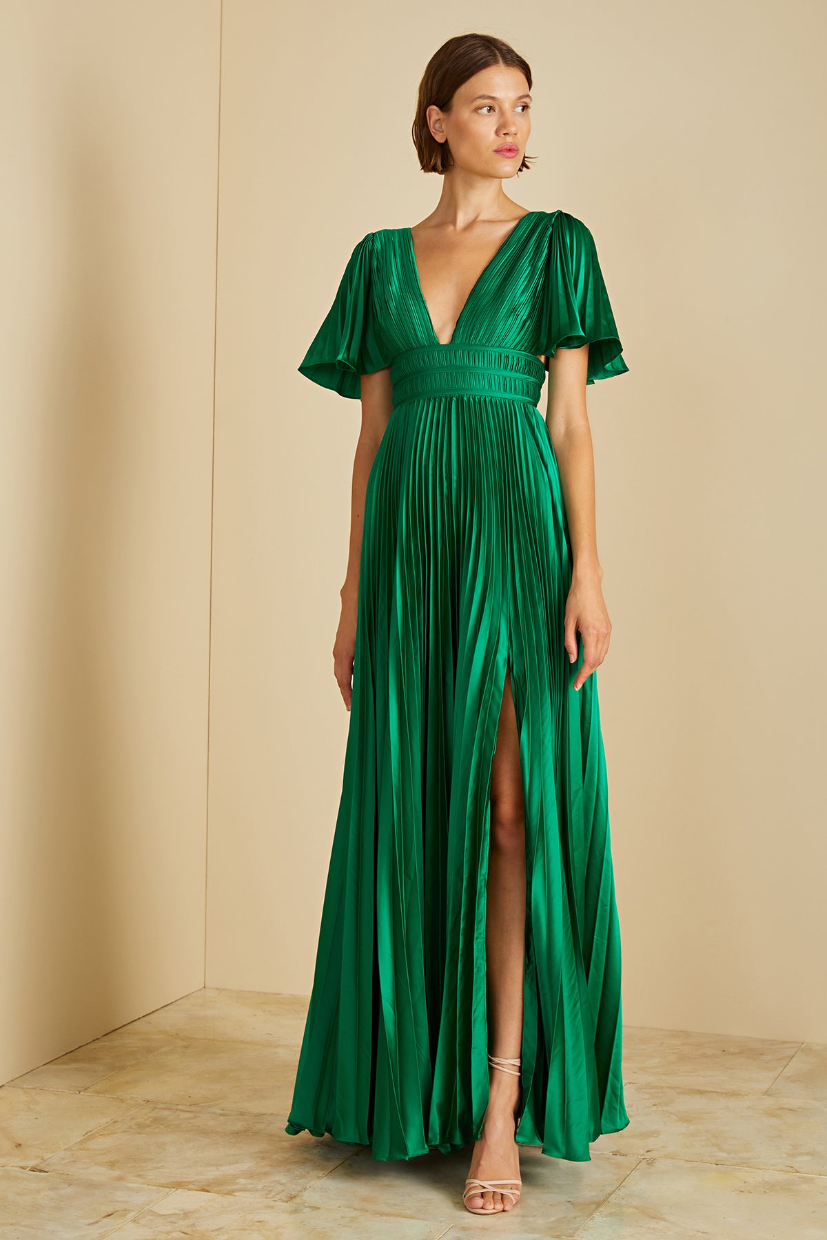 Jupiter Pleated Sleeve Gown