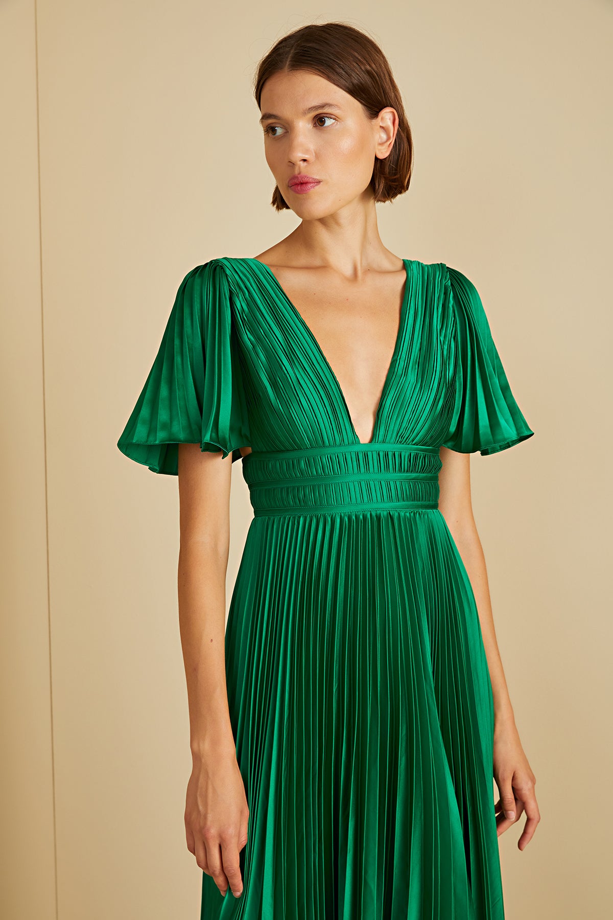 Jupiter Pleated Sleeve Gown AMUR Jupiter Pleated Sleeve Gown AMUR