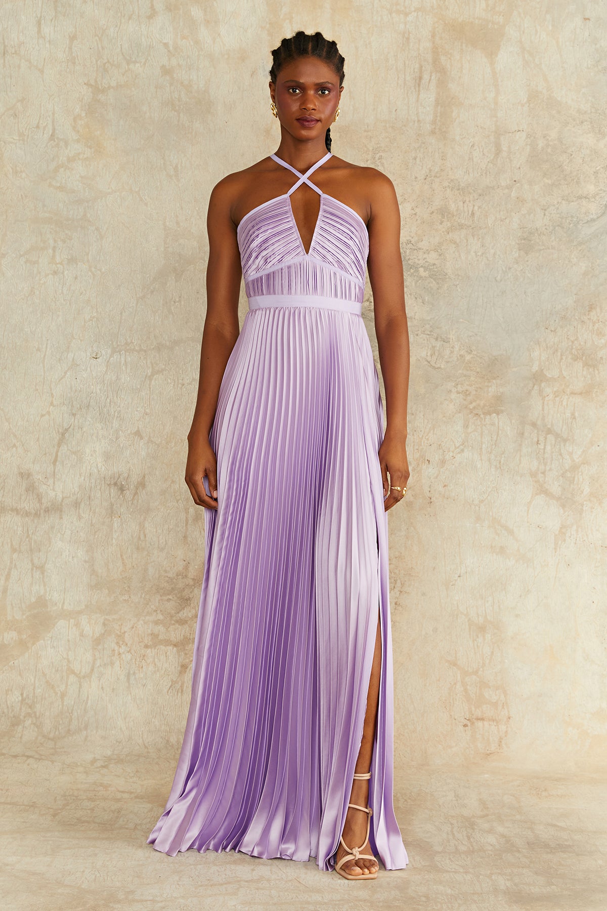 Nori Plunge Halter Gown