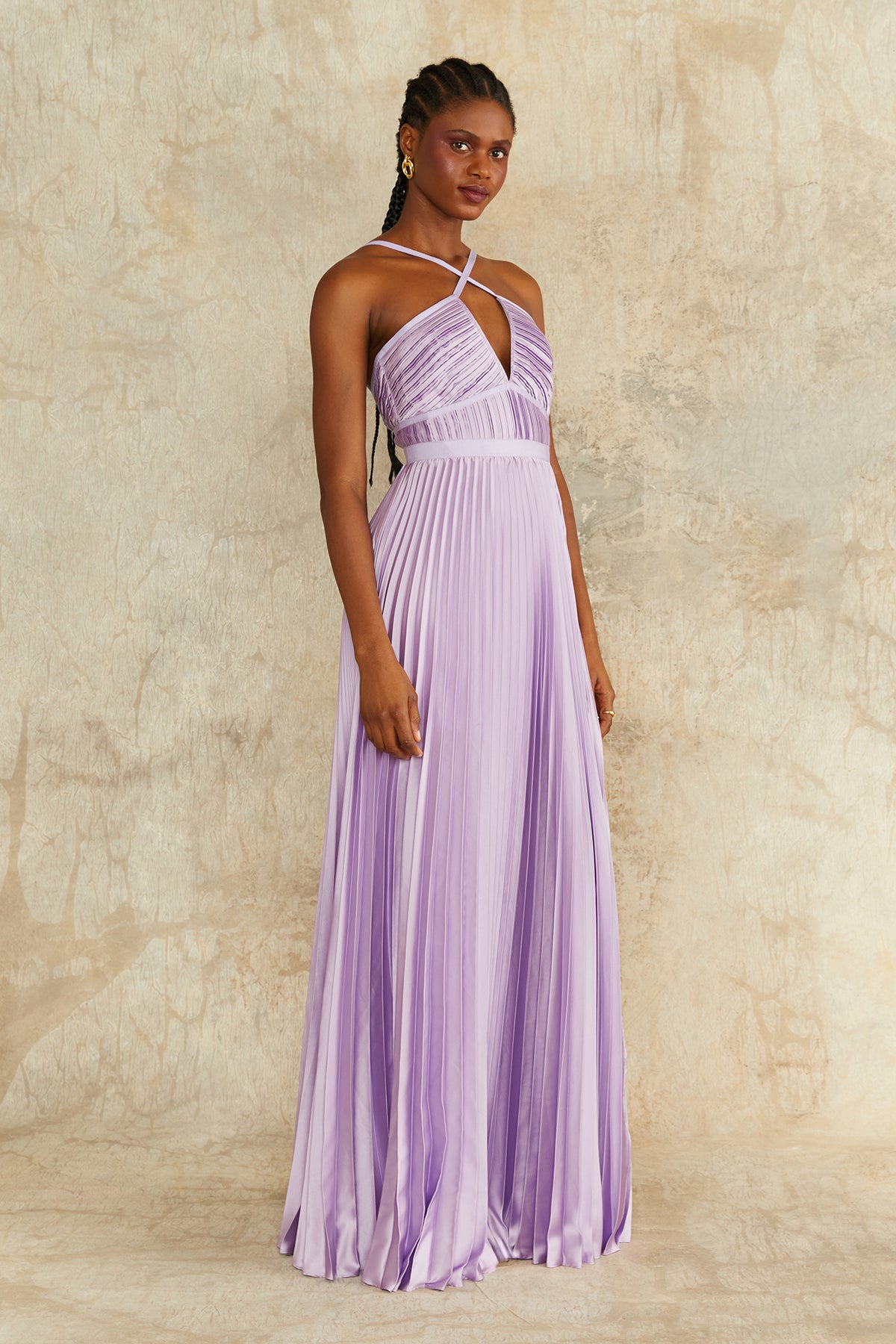 Nori Plunge Halter Gown