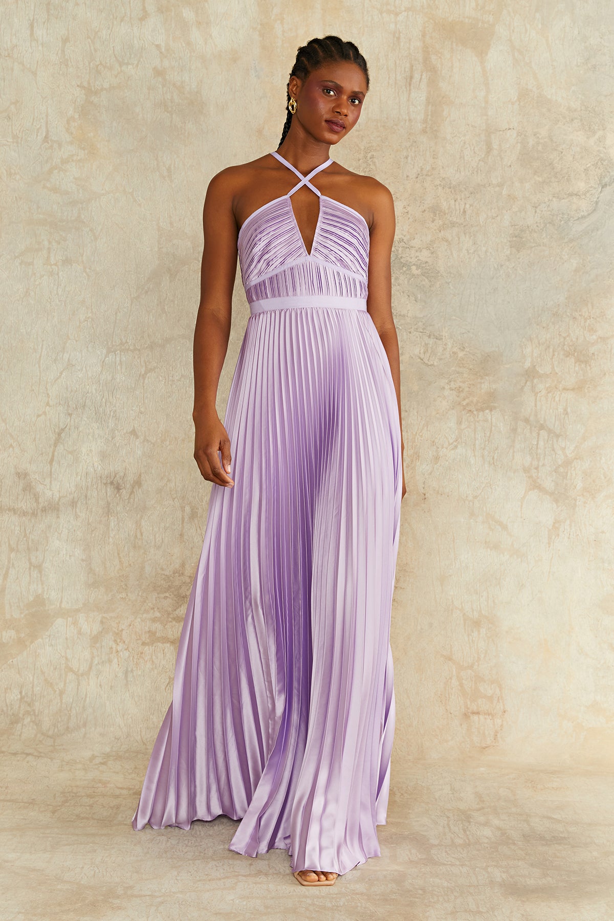 Nori Plunge Halter Gown