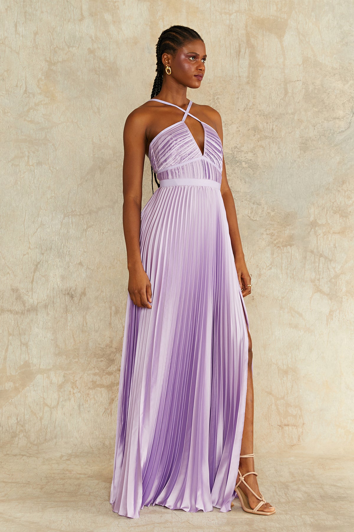 Nori Plunge Halter Gown