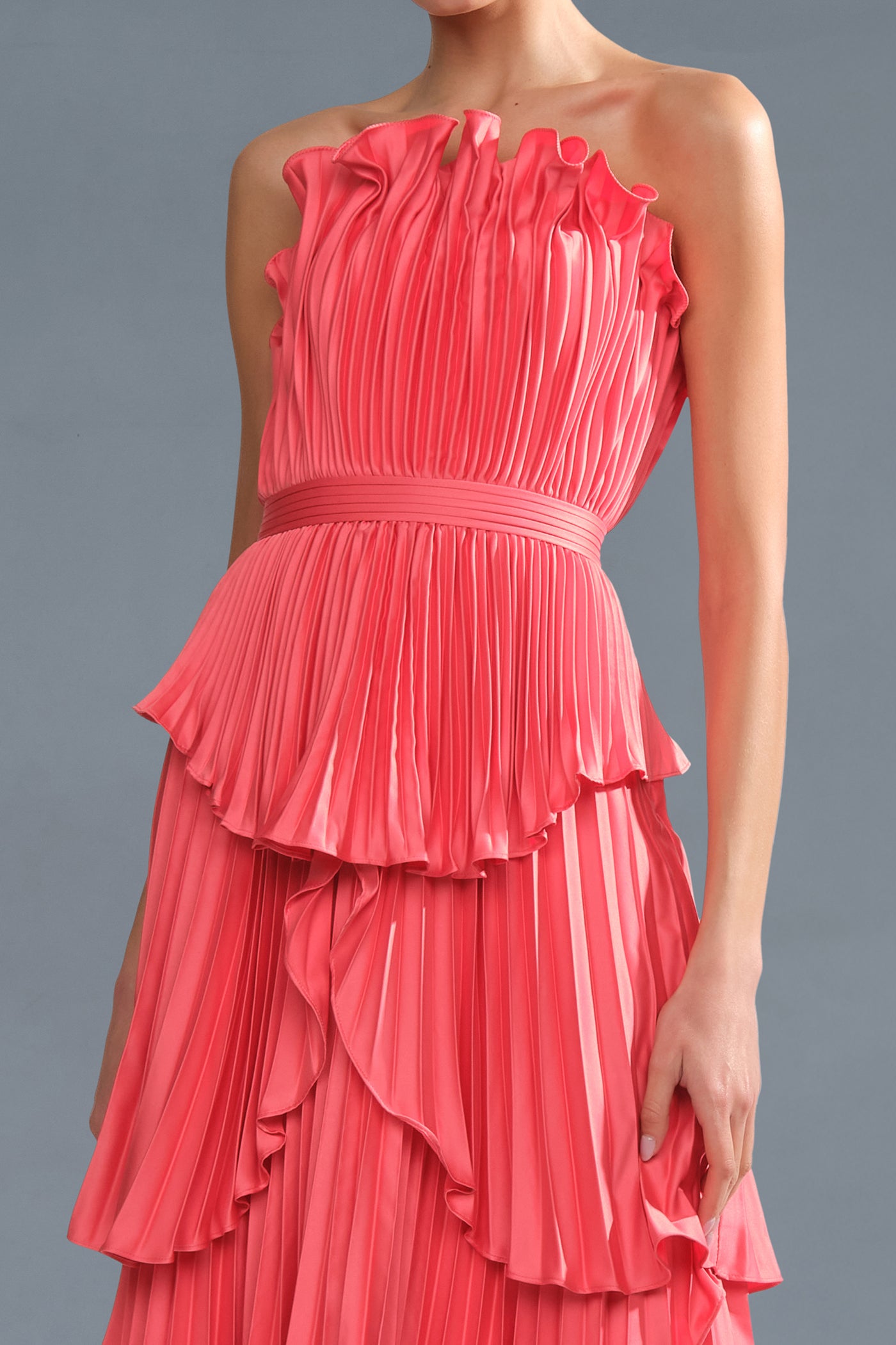 janey tiered shell midi dress AMUR Janey Tiered Shell Midi Dress