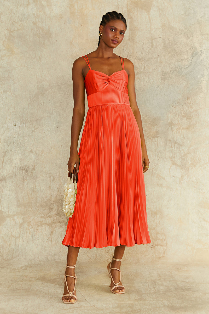 Krisley Pleated Midi Dress – AMUR