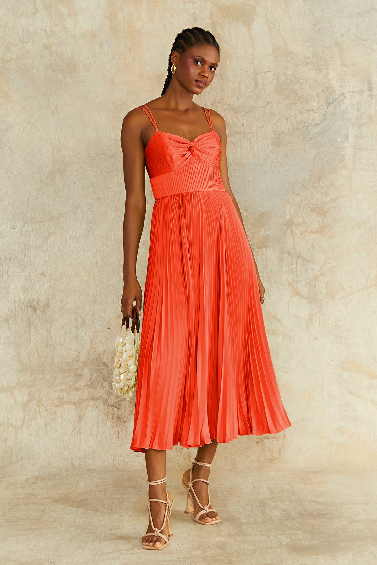 amur cherry pleated drop waist midi dress AMUR Cherry Drop Waist Midi Dress by AMUR