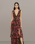 Fluer Deep V Pleated Gown