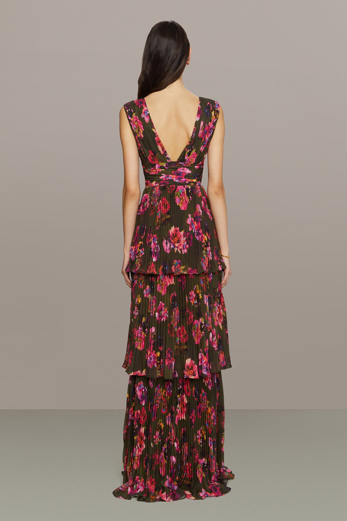 Fluer Deep V Pleated Gown AMUR Fluer Deep V Pleated Gown AMUR
