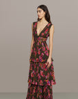 Fluer Deep V Pleated Gown