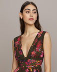 Fluer Deep V Pleated Gown