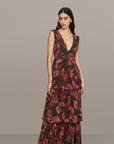 Fluer Deep V Pleated Gown