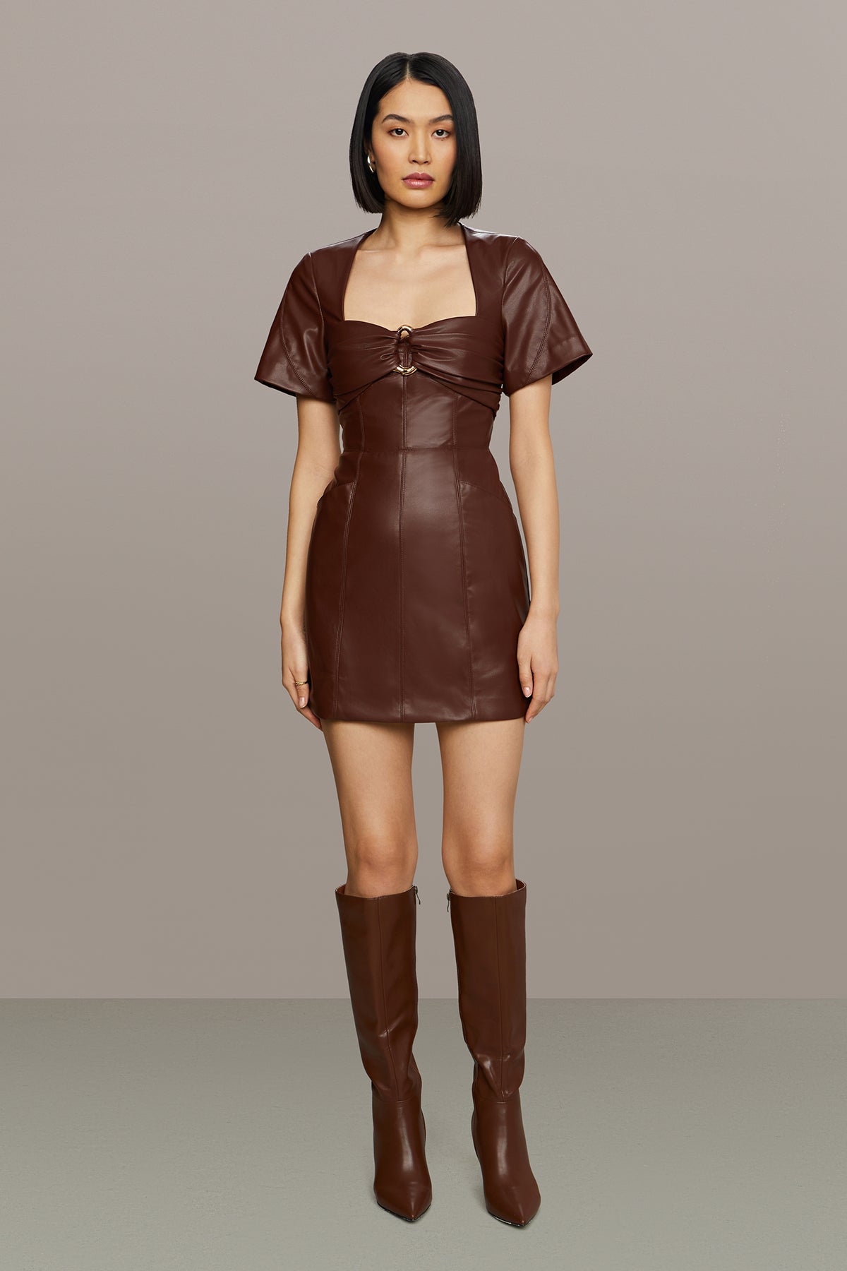 Joey Leather Mini Dress AMUR Joey Leather Mini Dress AMUR