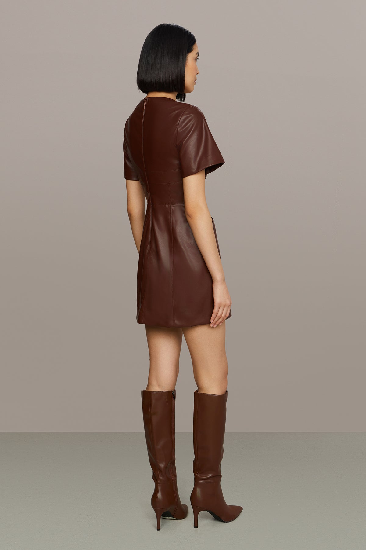 Joey Leather Mini Dress AMUR Joey Leather Mini Dress AMUR