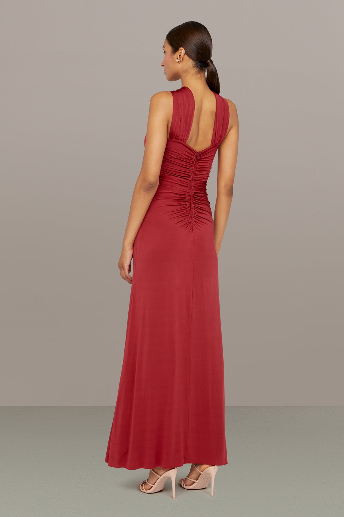Amur Women's Mena Jersey Halter Dress - Vivid Auburn - Size 10 Amur Women's Mena Jersey Halter Dress - Vivid Auburn - Size 10