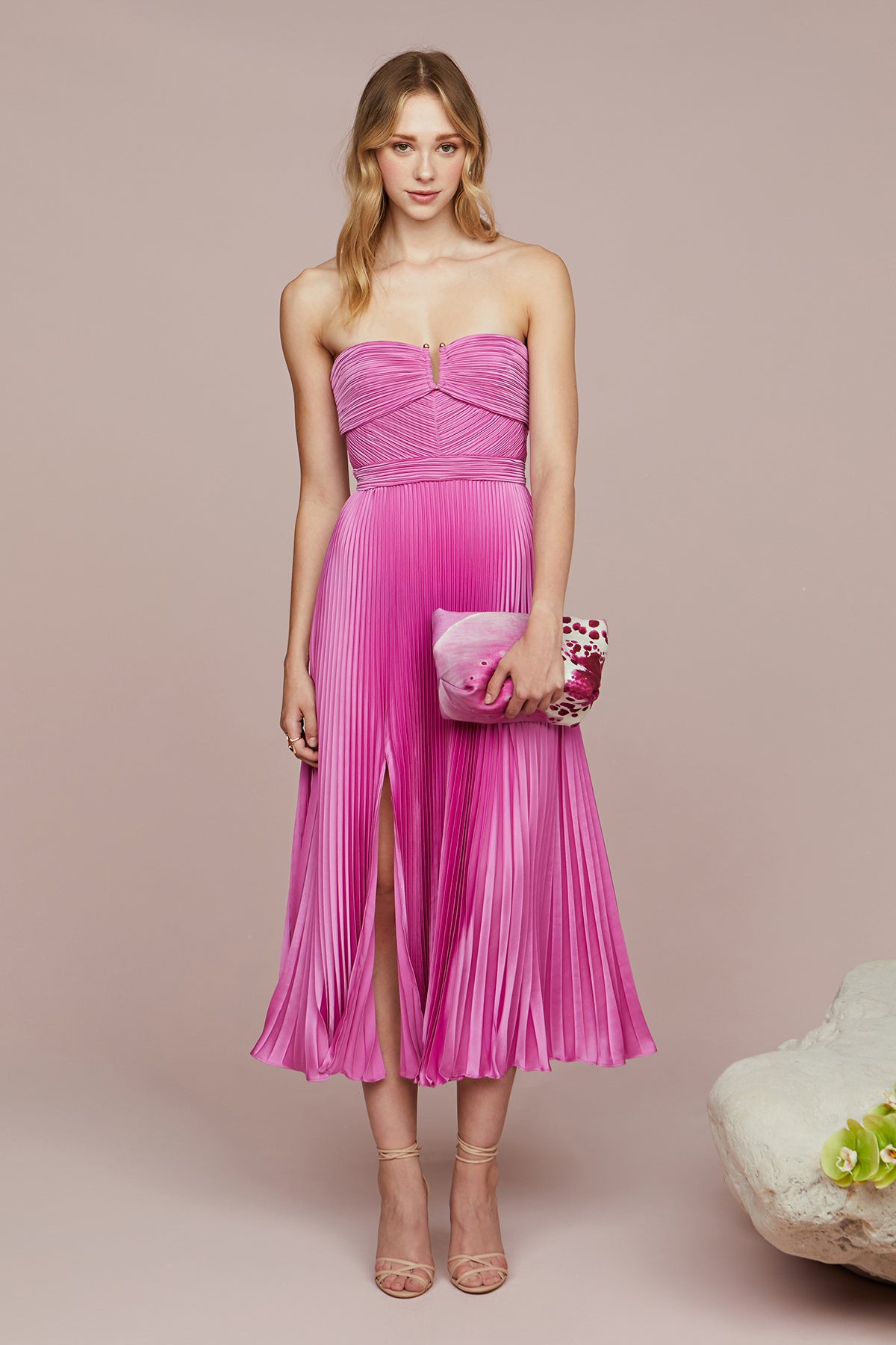Amur Women's Harden Pleated Strapless Midi-Dress - Pink Pearl - Size 8 Amur Women's Harden Pleated Strapless Midi-Dress - Pink Pearl - Size 8