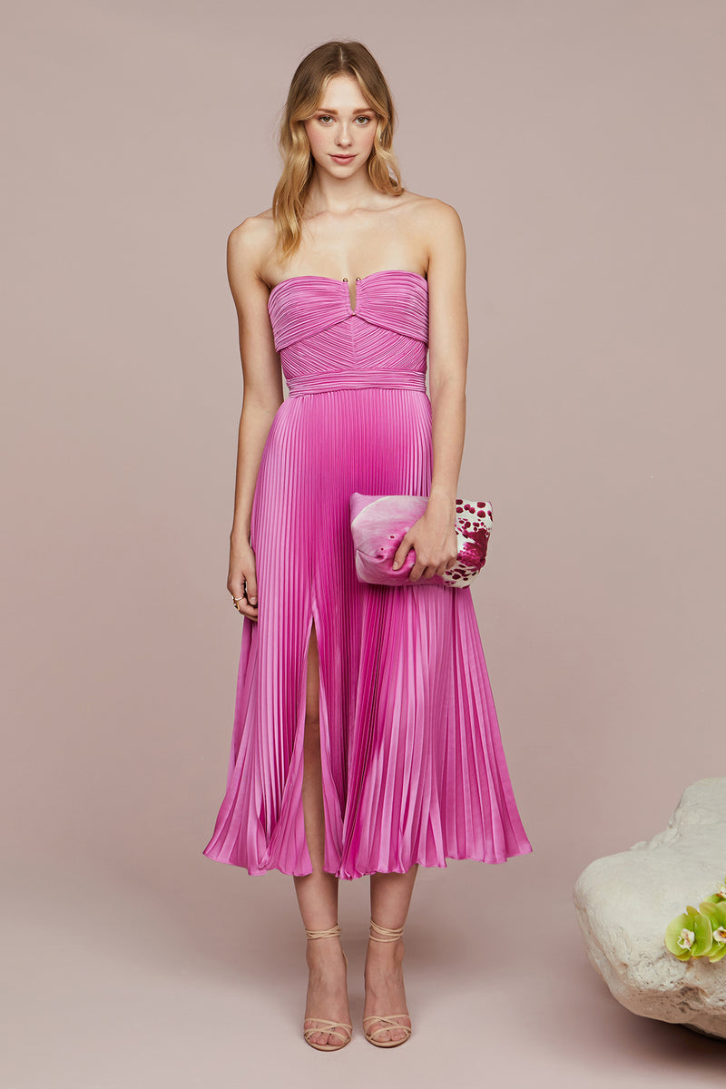 Harden Pleated Strapless Midi – AMUR