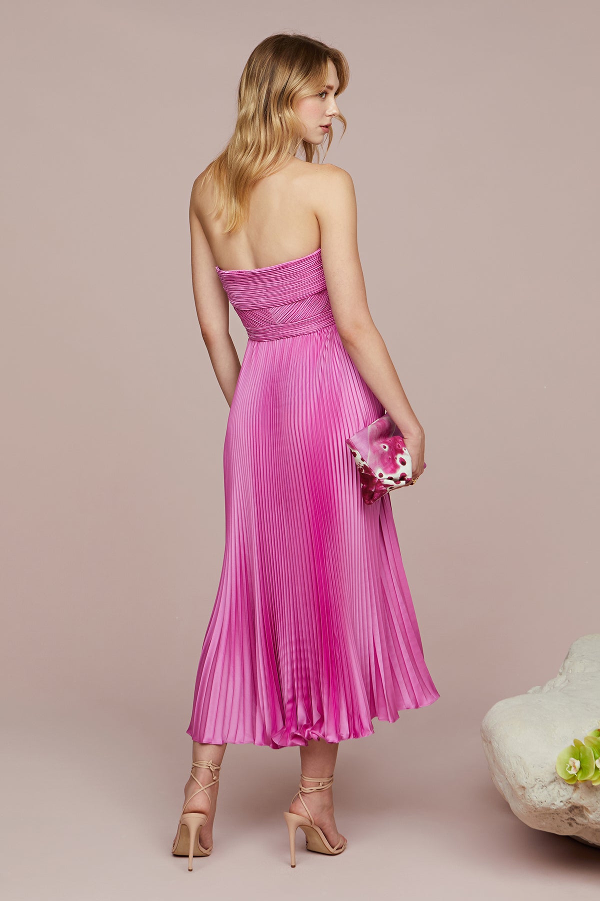 Amur Women's Harden Pleated Strapless Midi-Dress - Pink Pearl - Size 8 Amur Women's Harden Pleated Strapless Midi-Dress - Pink Pearl - Size 8