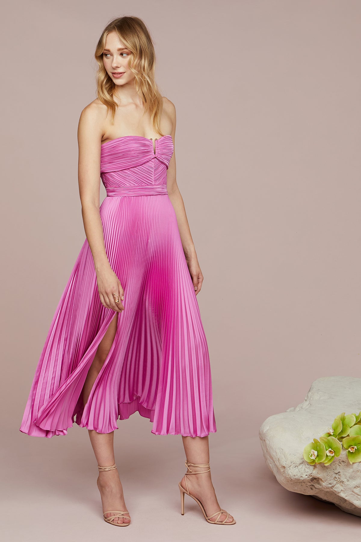 Harden Pleated Strapless Midi