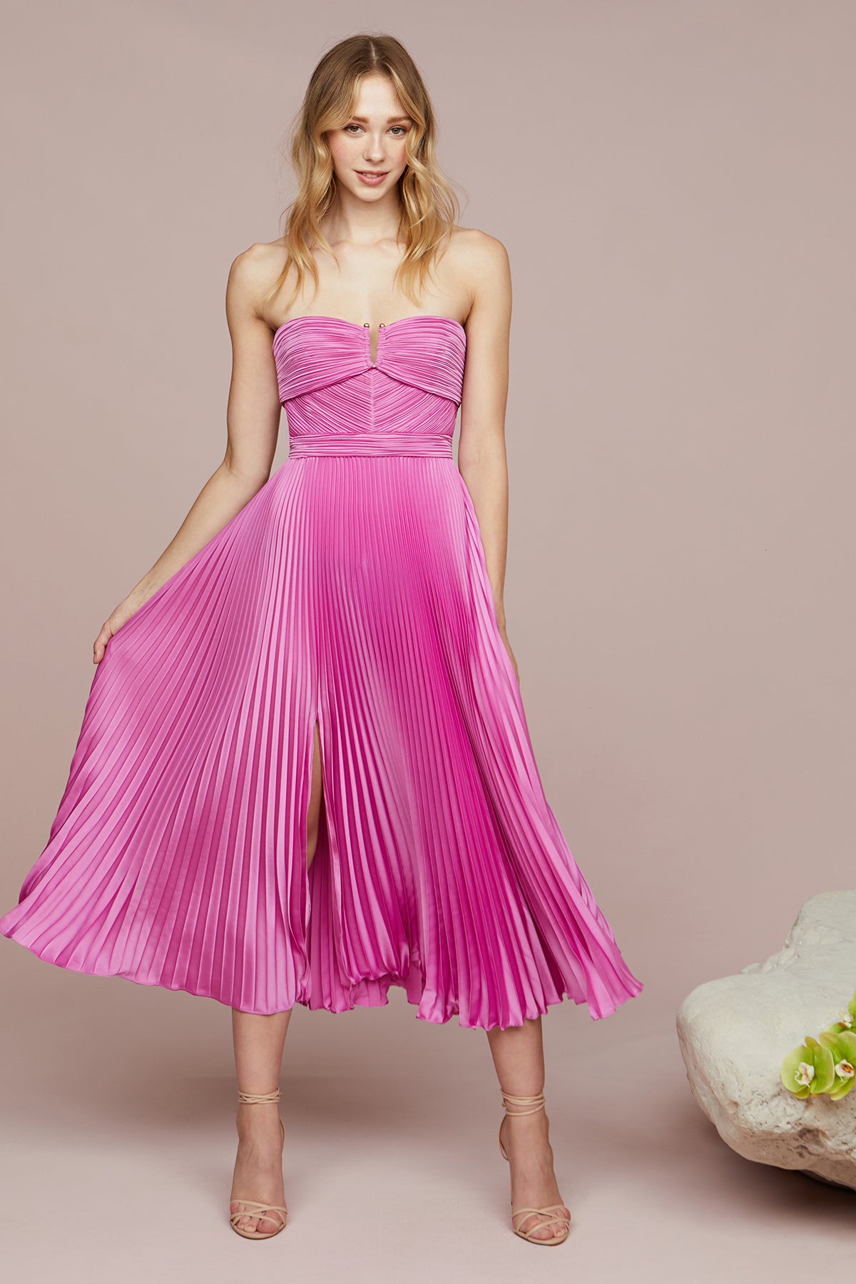 Harden Pleated Strapless Midi