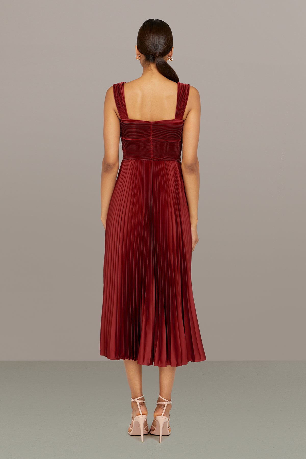 amur cherry pleated drop waist midi dress Cherry Drop Waist Midi Dress by AMUR