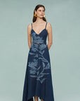 Dana Printed Denim Midi Dress
