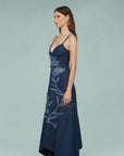 Dana Printed Denim Midi Dress