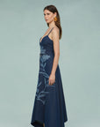 Dana Printed Denim Midi Dress