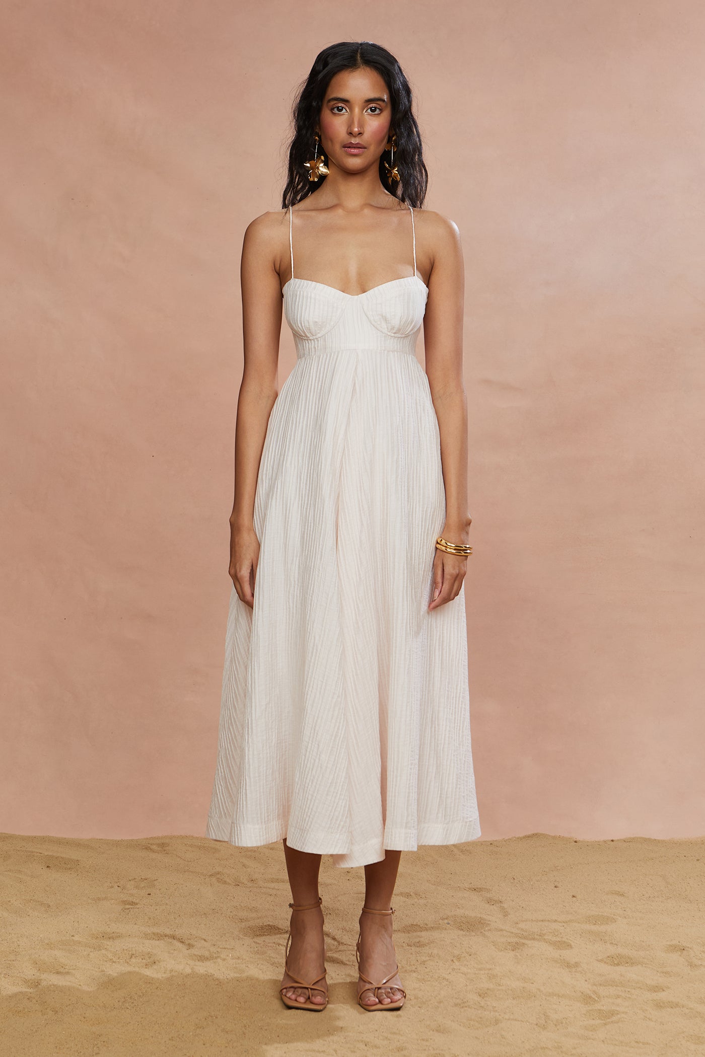 spaghetti strap white midi dress Noosa Midi Dress