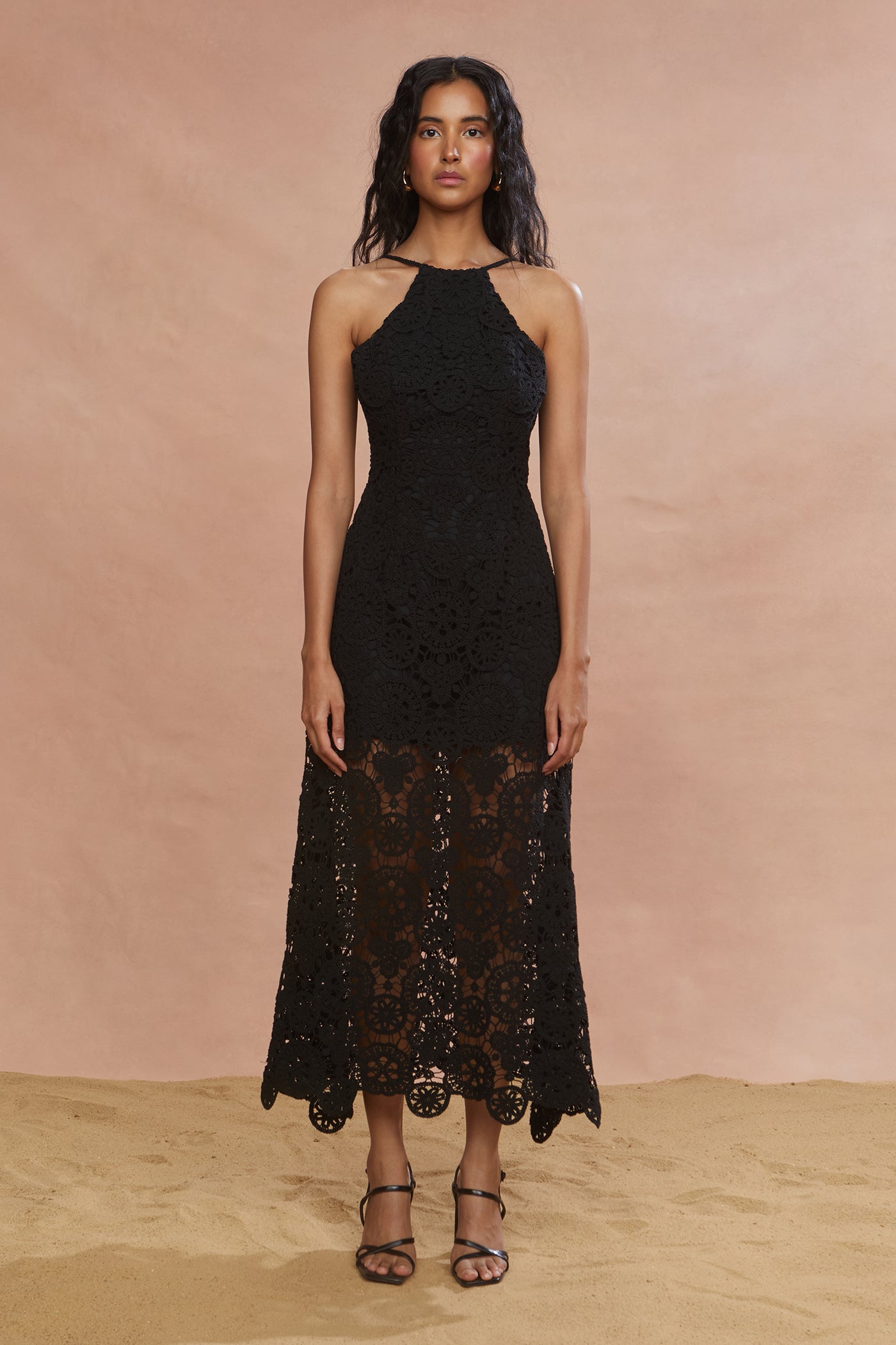 Crochet Midi Halter Dress