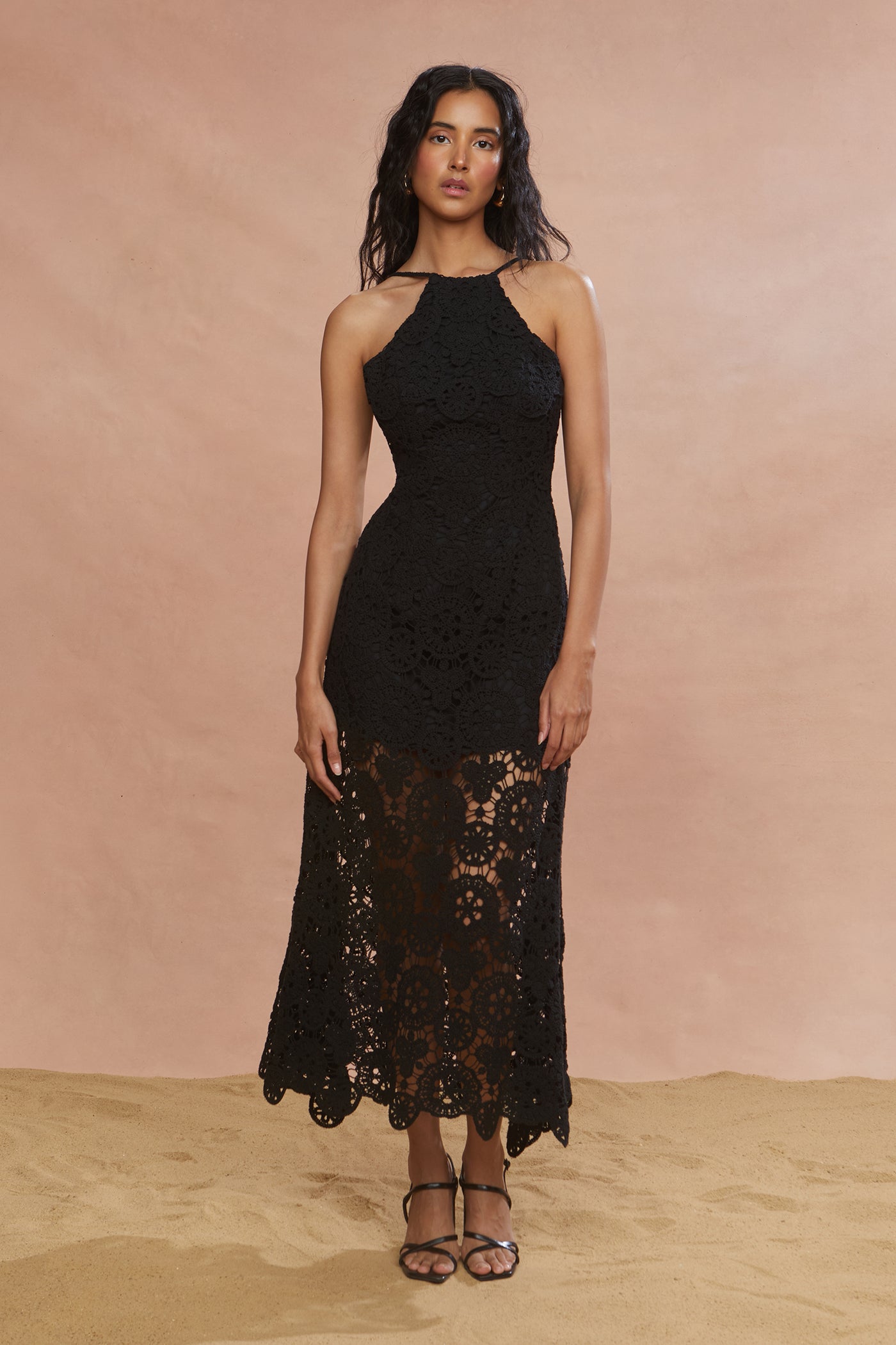 Crochet Midi Halter Dress