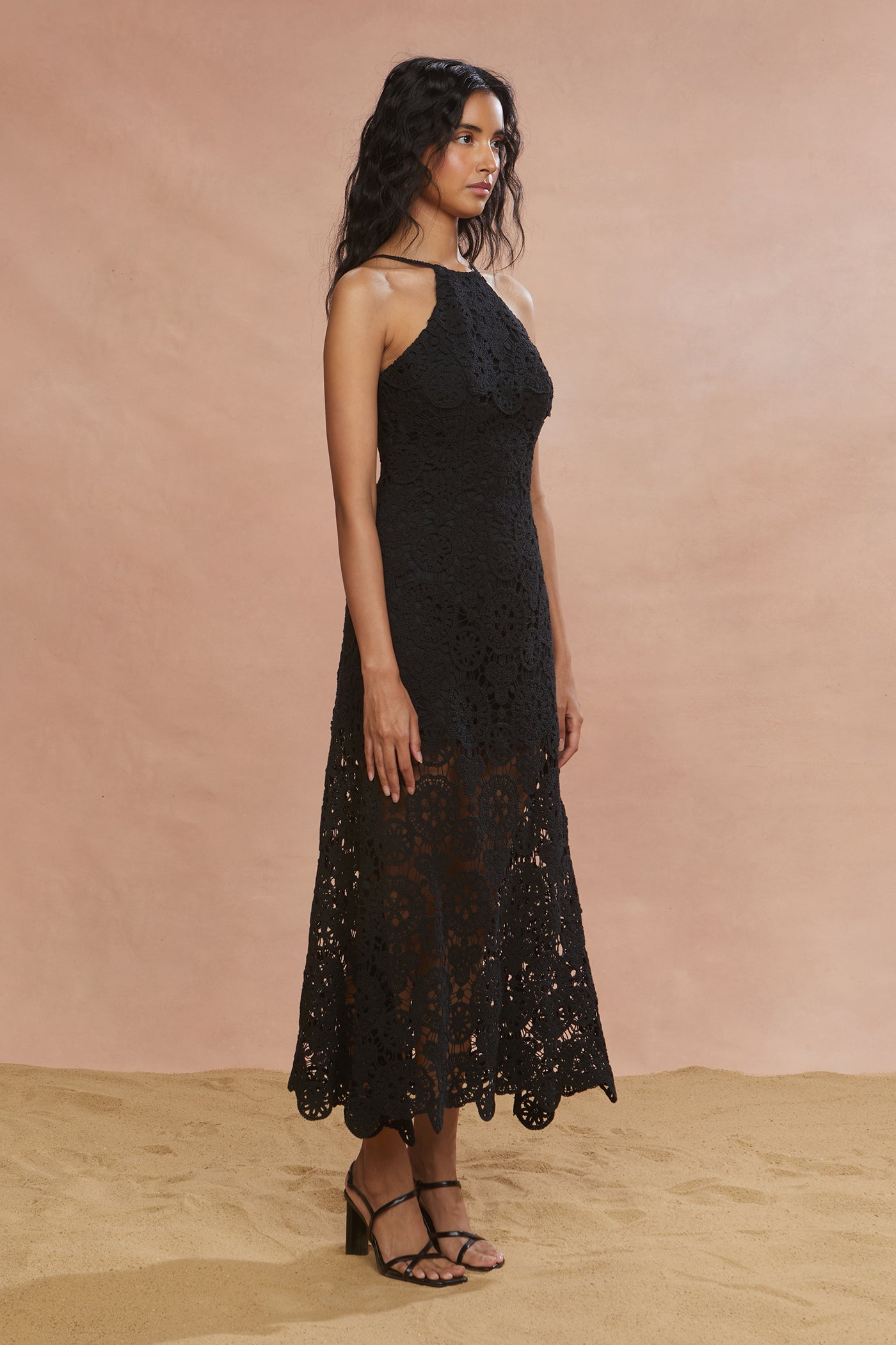 Crochet Midi Halter Dress