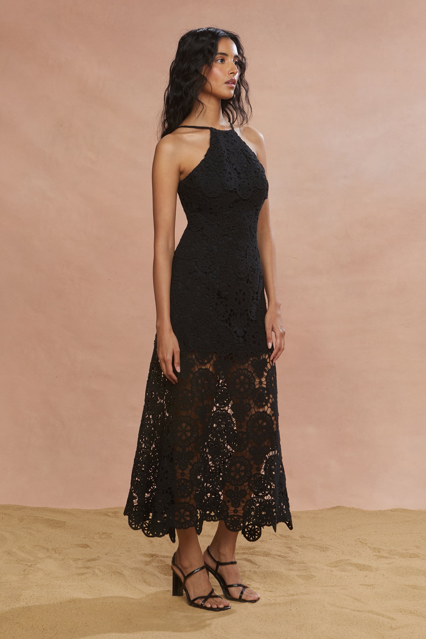 Crochet Midi Halter Dress