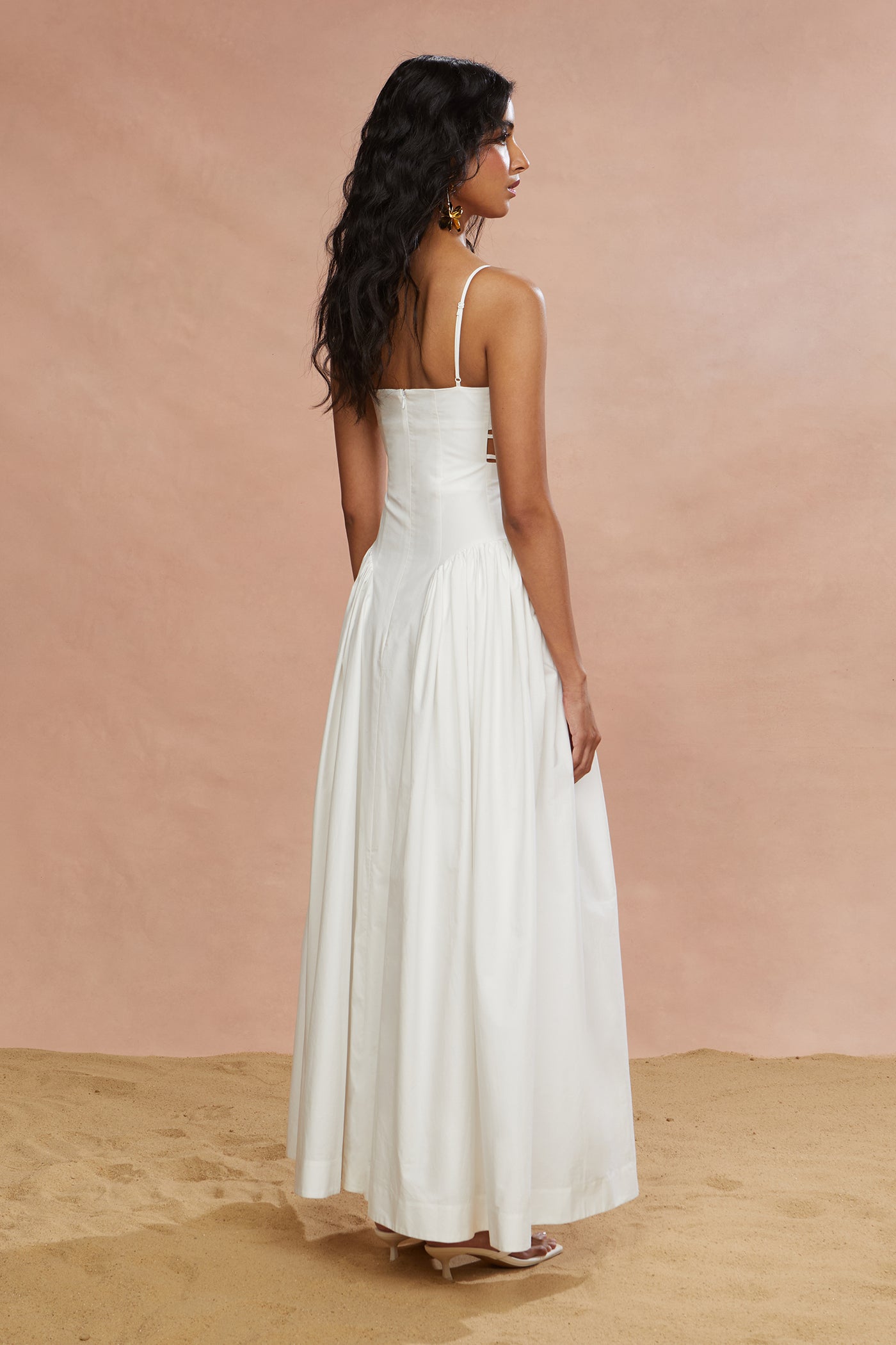 backless poplin dress Black & White Collared Backless Poplin Maxi Dress shopaleena