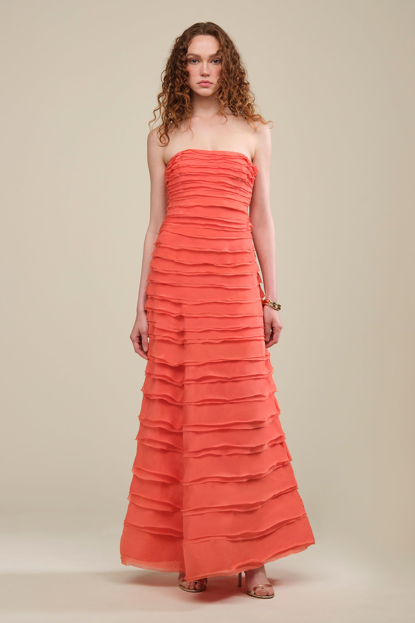 dresses layered Pepper Layered Gown Desert Sun / 2