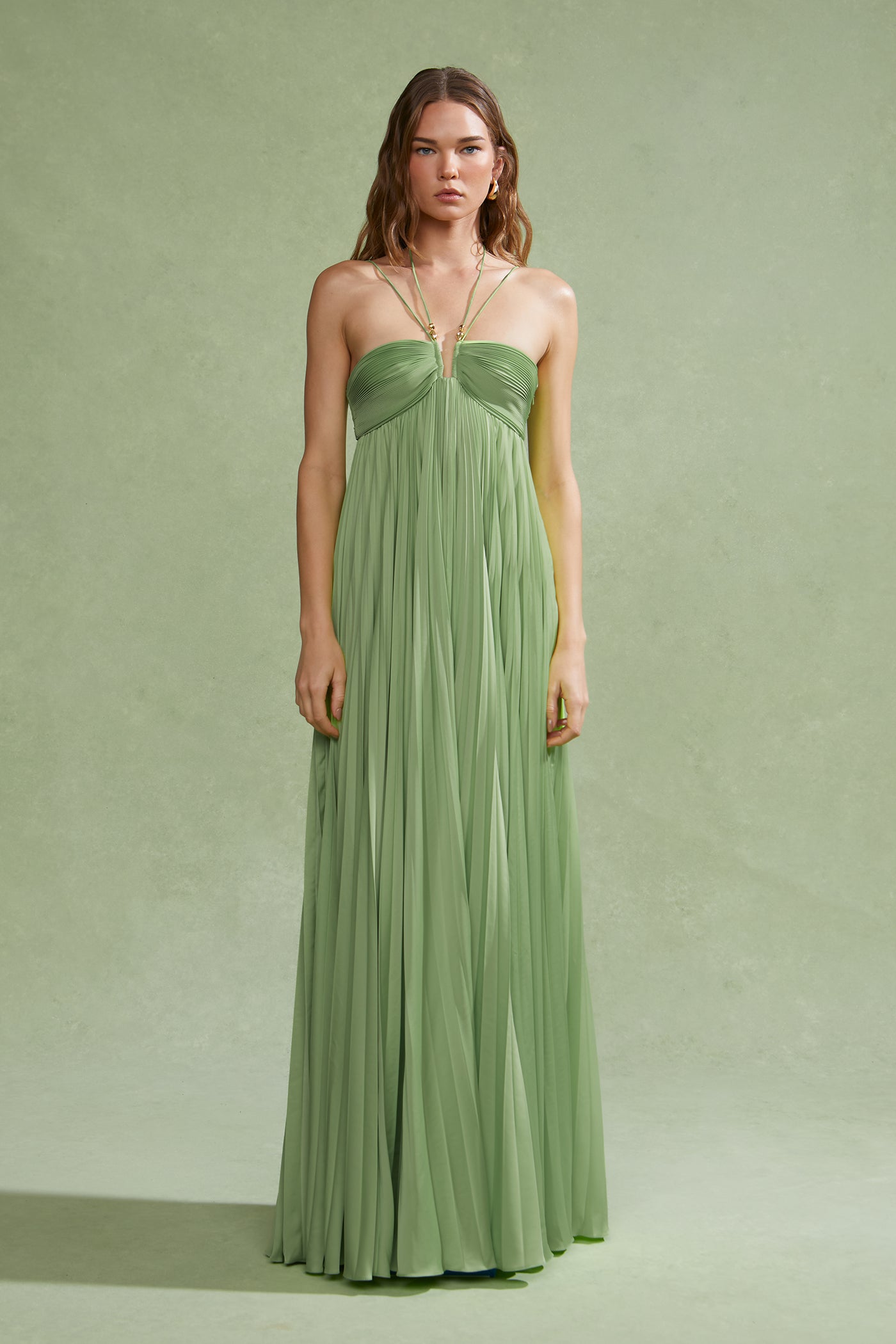 by the river green dress River Pleated Gown
