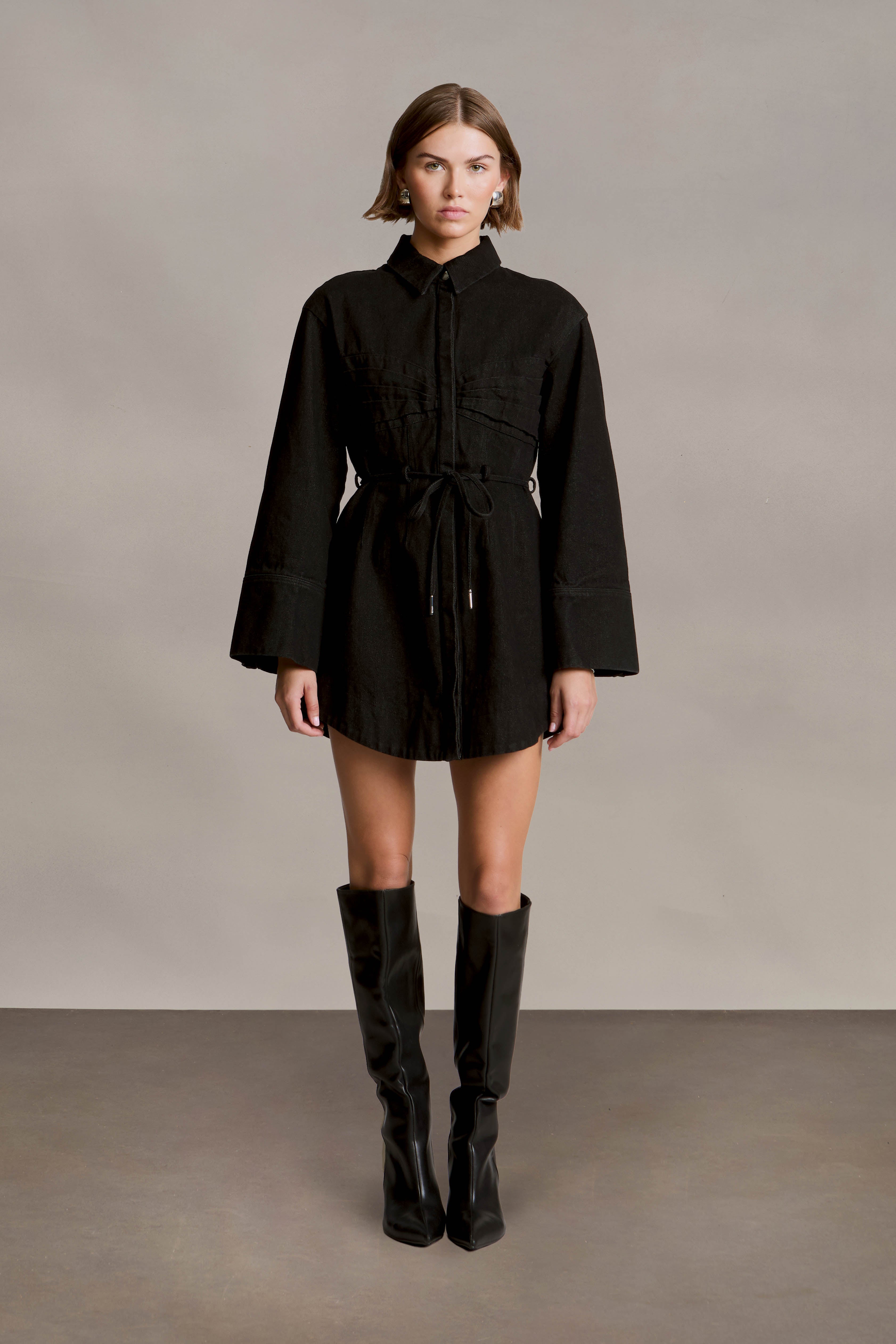Clea Denim Dress Charcoal Denim / 4 Clea Denim Dress Charcoal Denim / 4