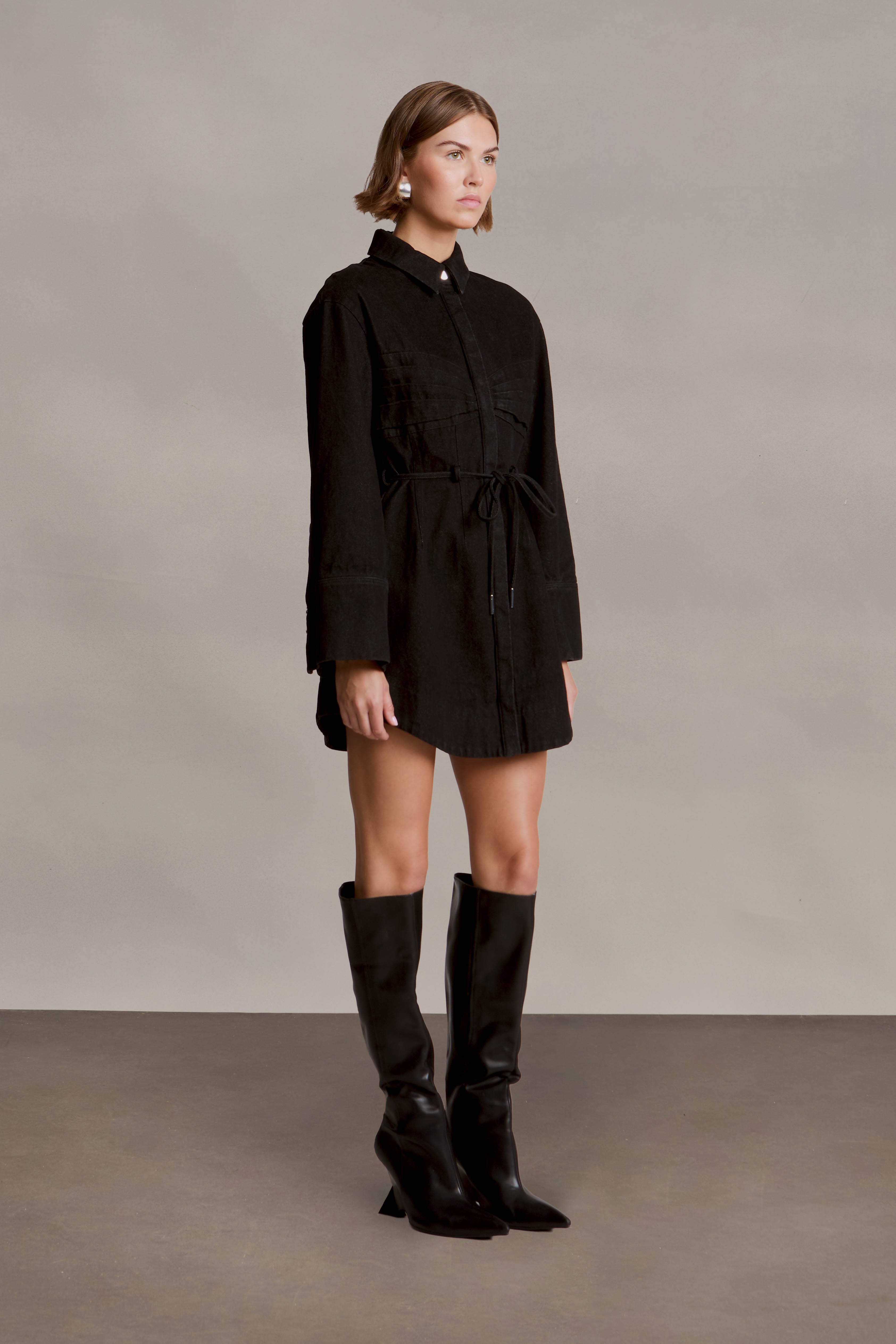 Clea Denim Dress Charcoal Denim / 4 Clea Denim Dress Charcoal Denim / 4