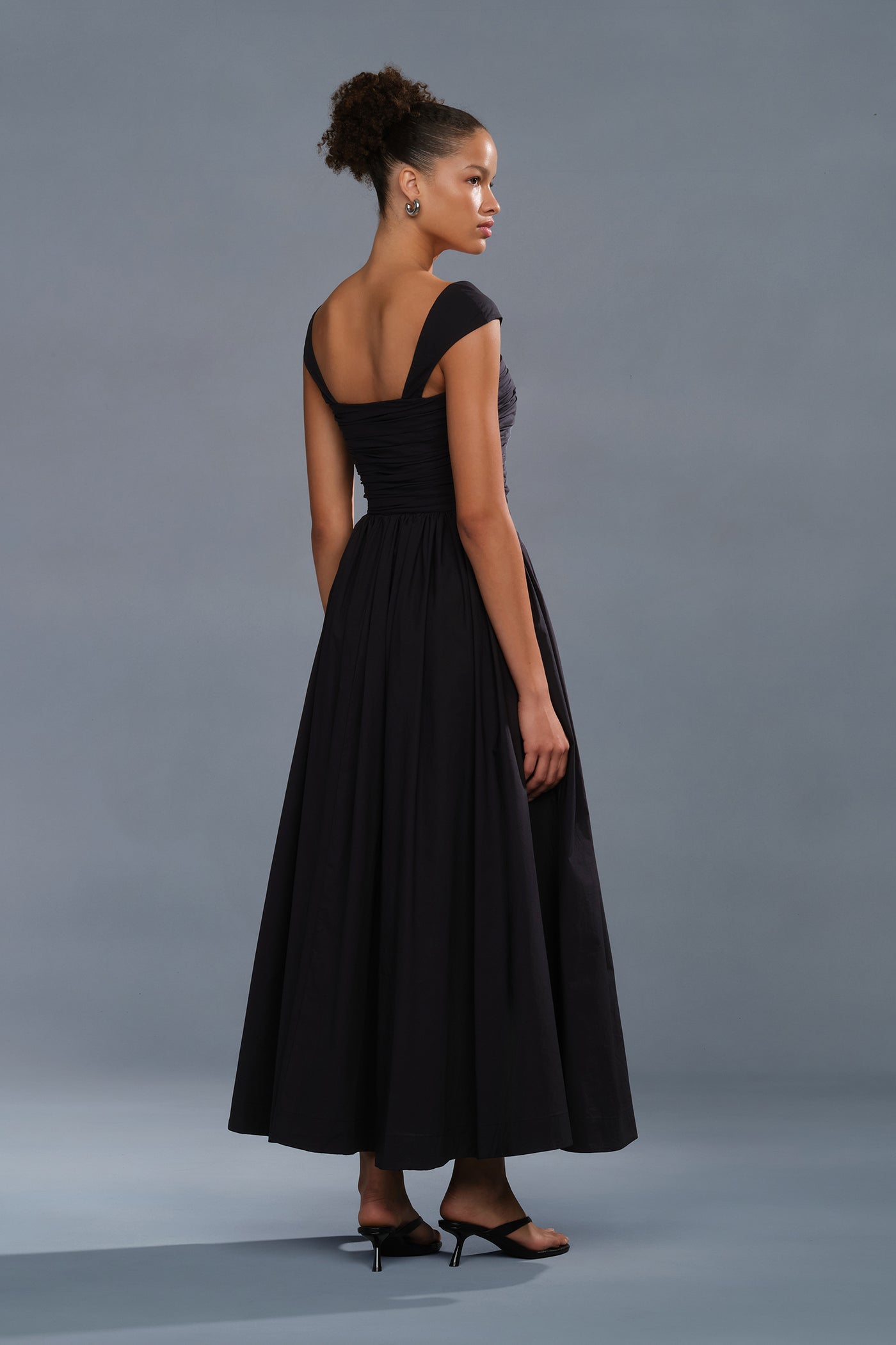 black ruched cocktail dress Black Off Shoulder Ruched Long Sleeve Midi Dress  PinkBlush