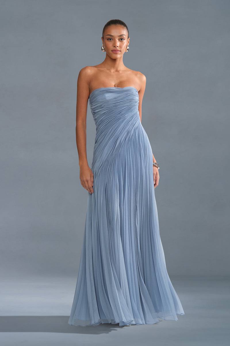 Elea Asymmetrical Pleated Gown – AMUR